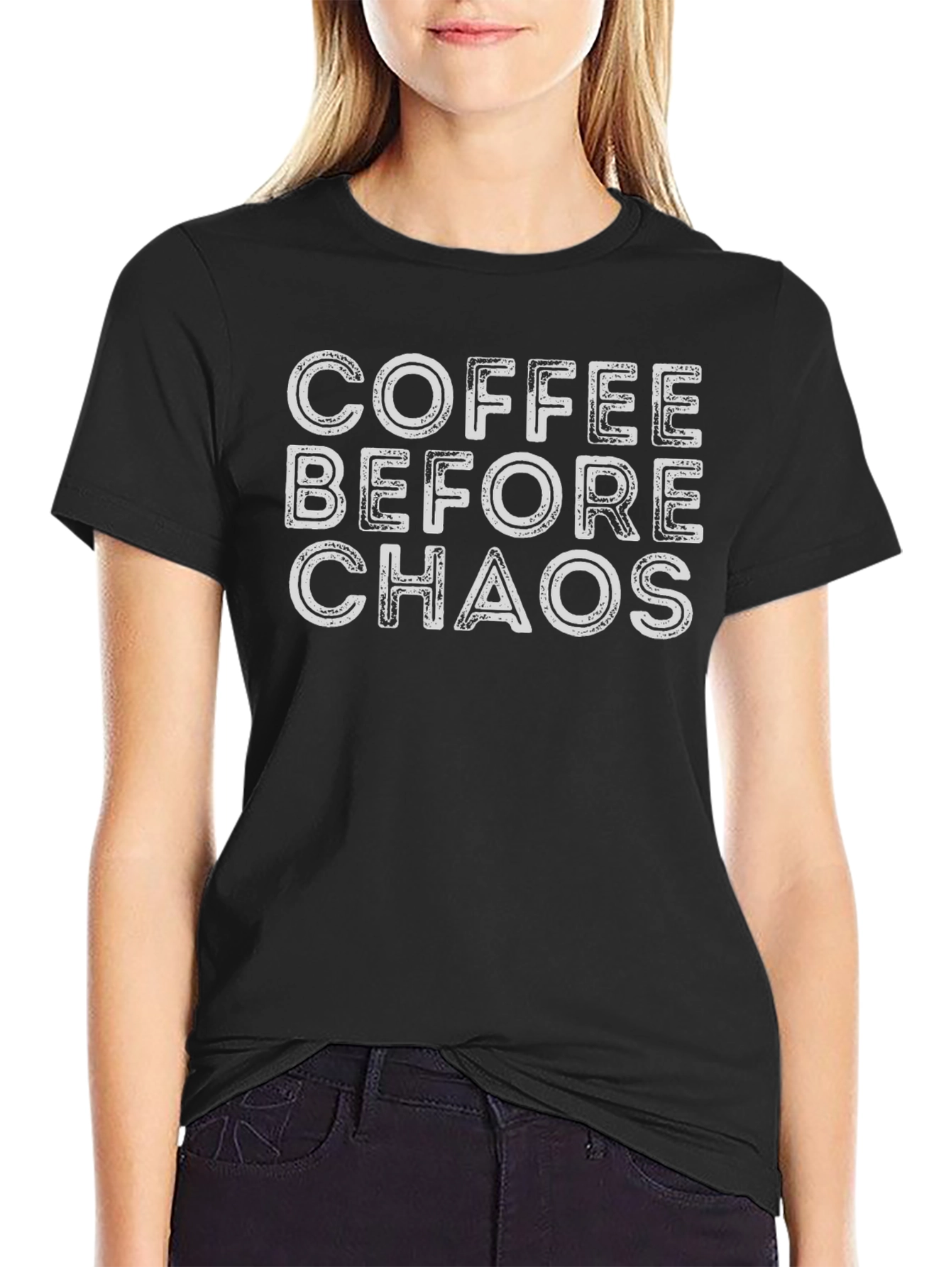 Coffee Before Chaos Graphic T-Shirt - Black