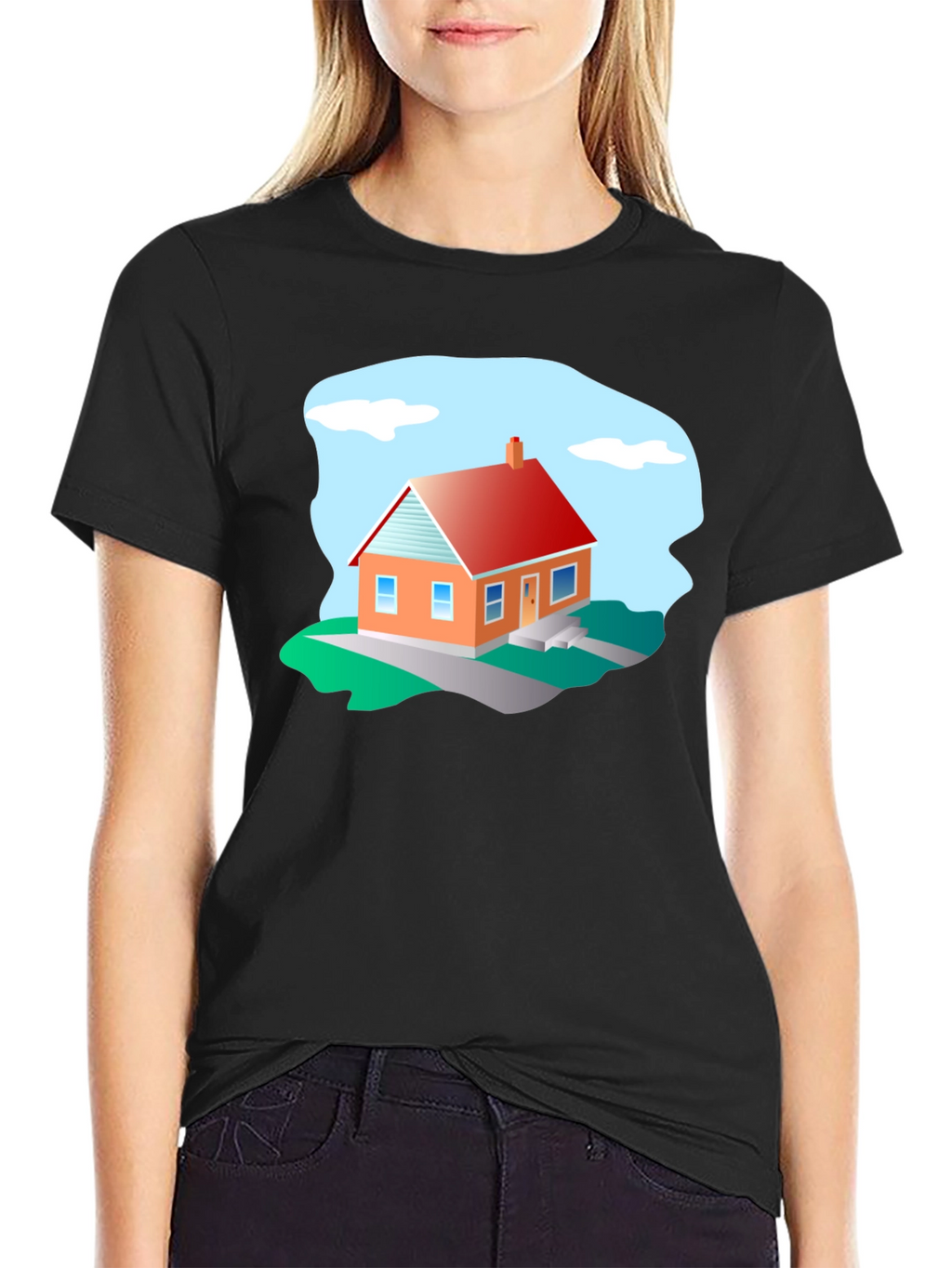House Graphic T-Shirt - Black Cotton Tee