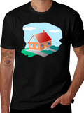 House Graphic T-Shirt - Black Cotton Tee
