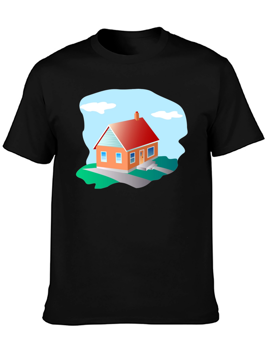 House Graphic T-Shirt - Black Cotton Tee