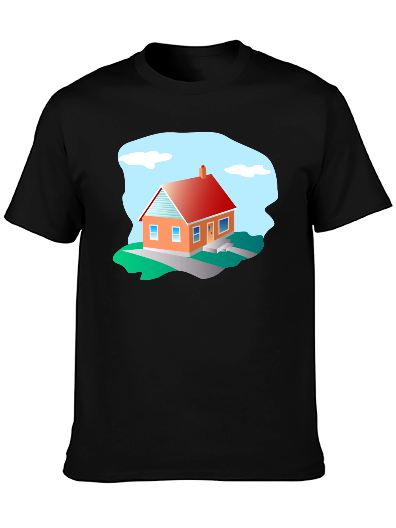 House Graphic T-Shirt - Black Cotton Tee