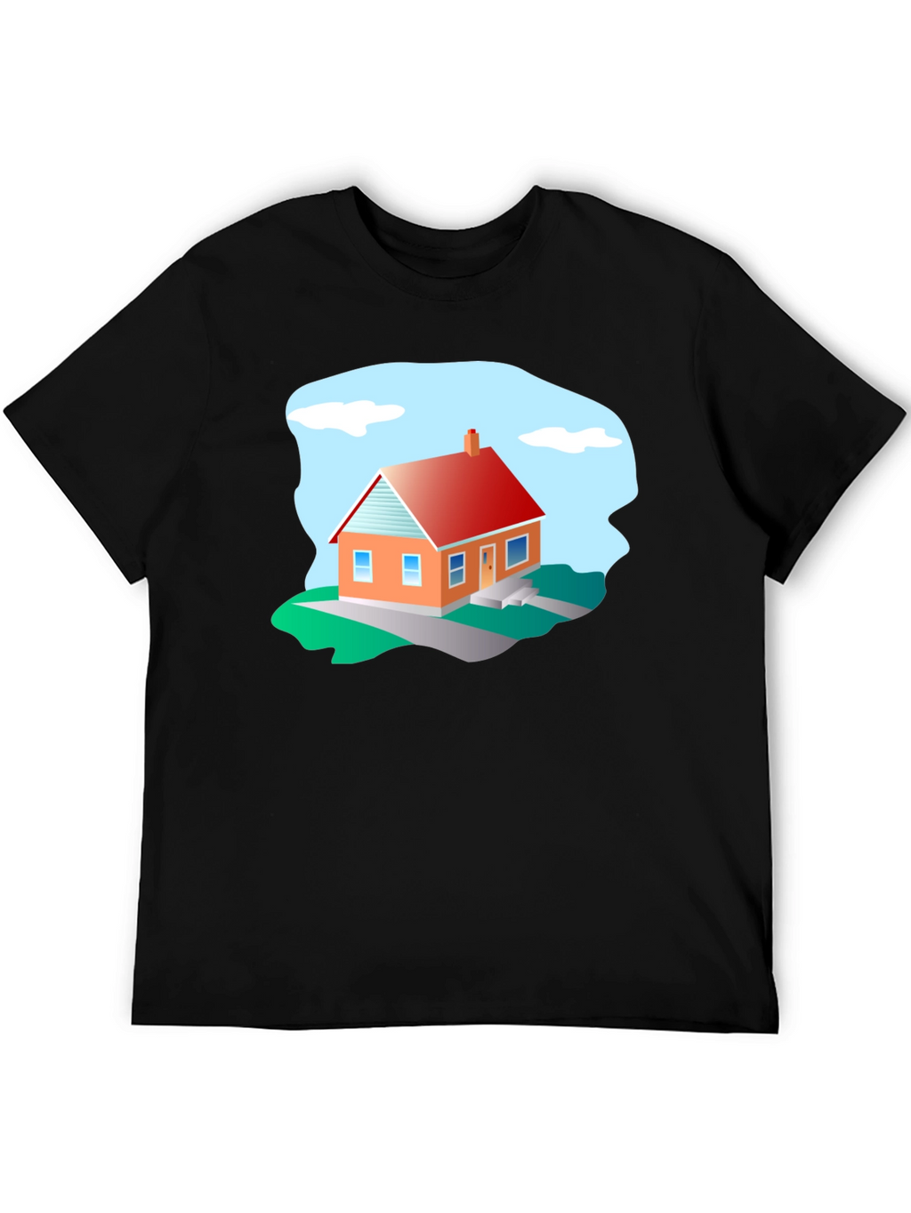 House Graphic T-Shirt - Black Cotton Tee