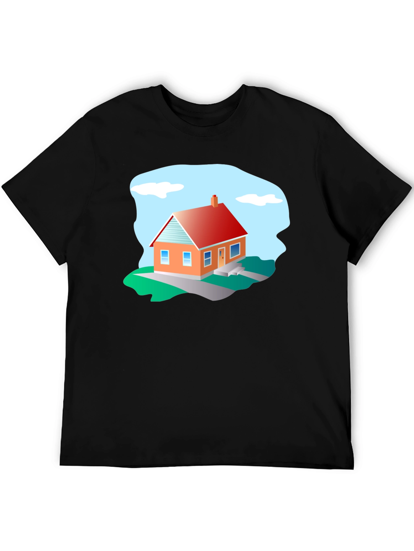 House Graphic T-Shirt - Black Cotton Tee
