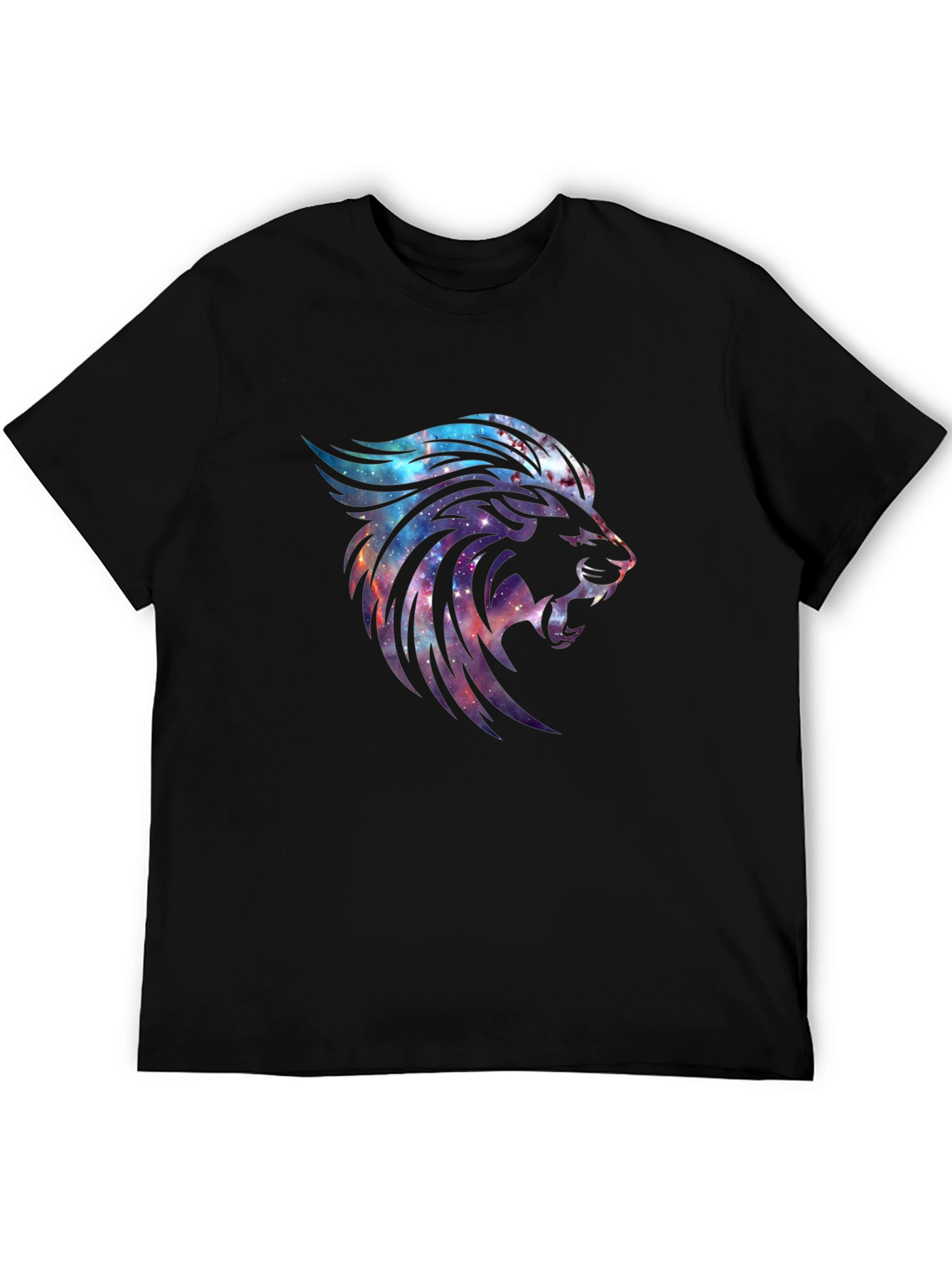 Galaxy Lion Graphic Tee - Modern Black T-Shirt