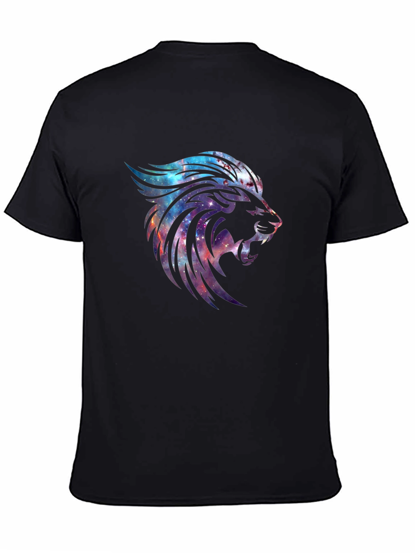 Galaxy Lion Graphic Tee - Modern Black T-Shirt