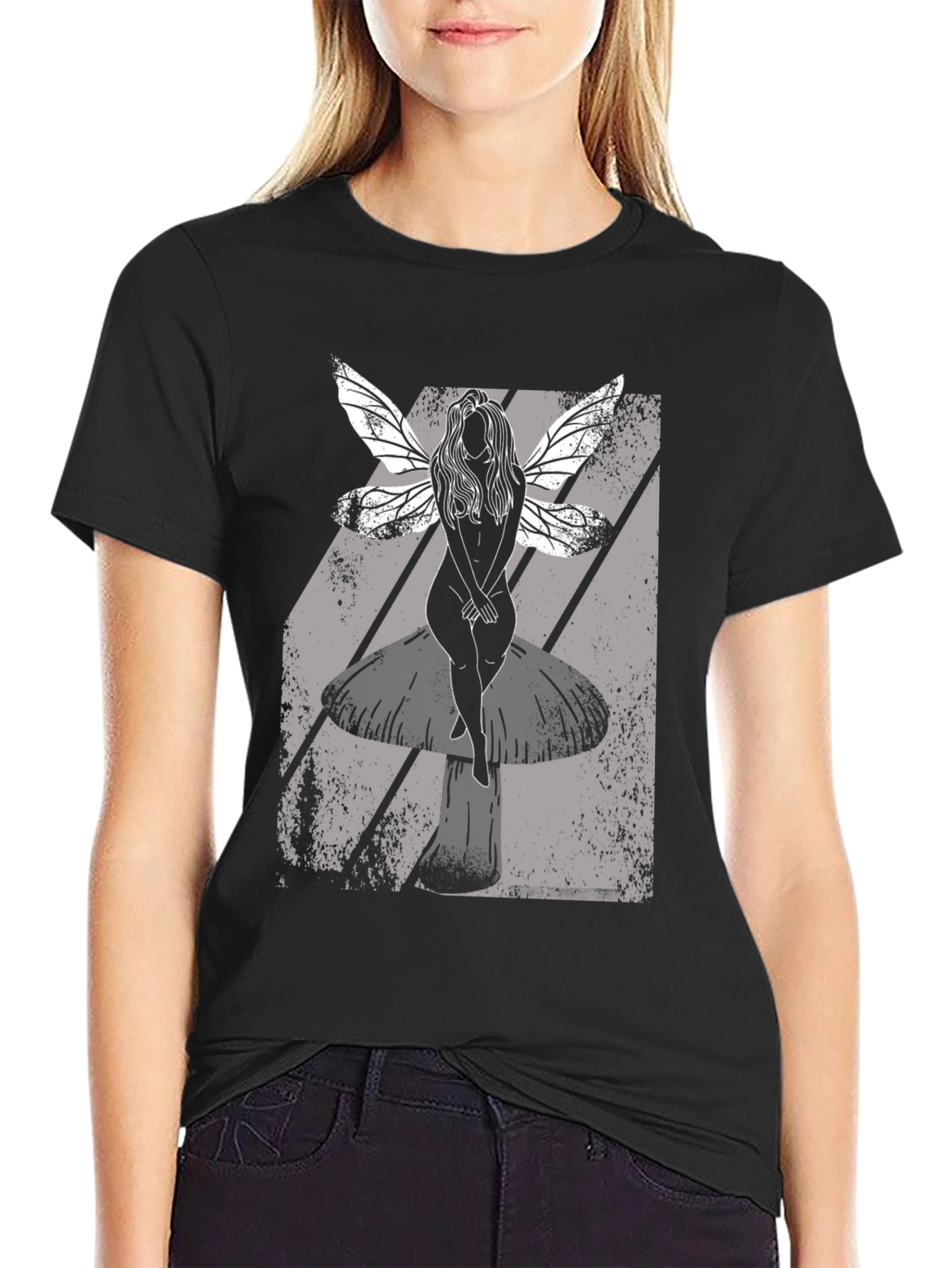 Fairy on Mushroom T-Shirt - Unique Graphic Tee