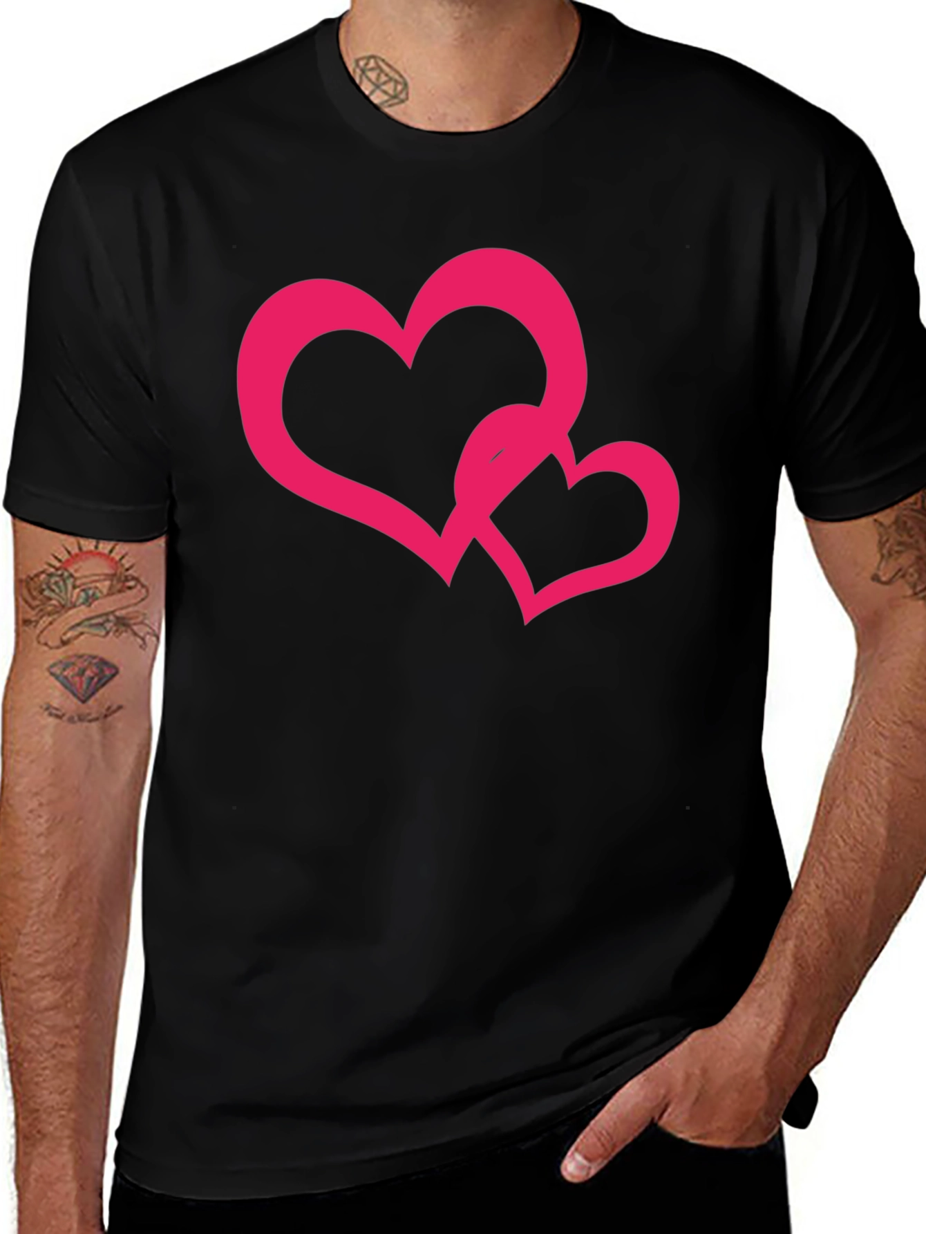 Heart Graphic Black Tee - Stylish Casual Wear