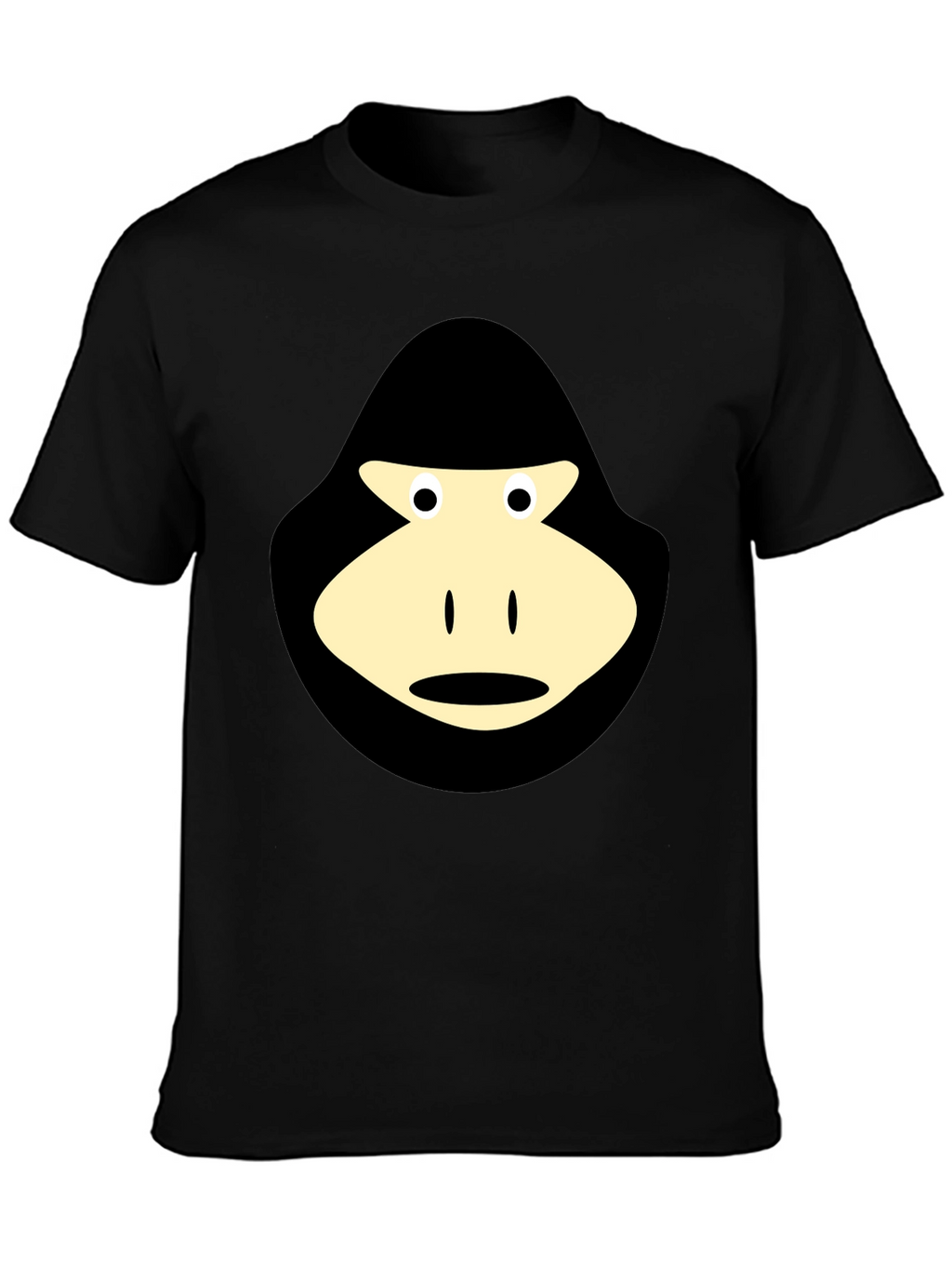 Black T-Shirt with Cartoon Gorilla Graphic
