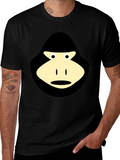Black T-Shirt with Cartoon Gorilla Graphic
