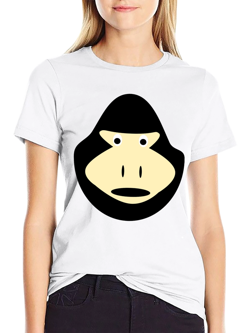 Black T-Shirt with Cartoon Gorilla Graphic