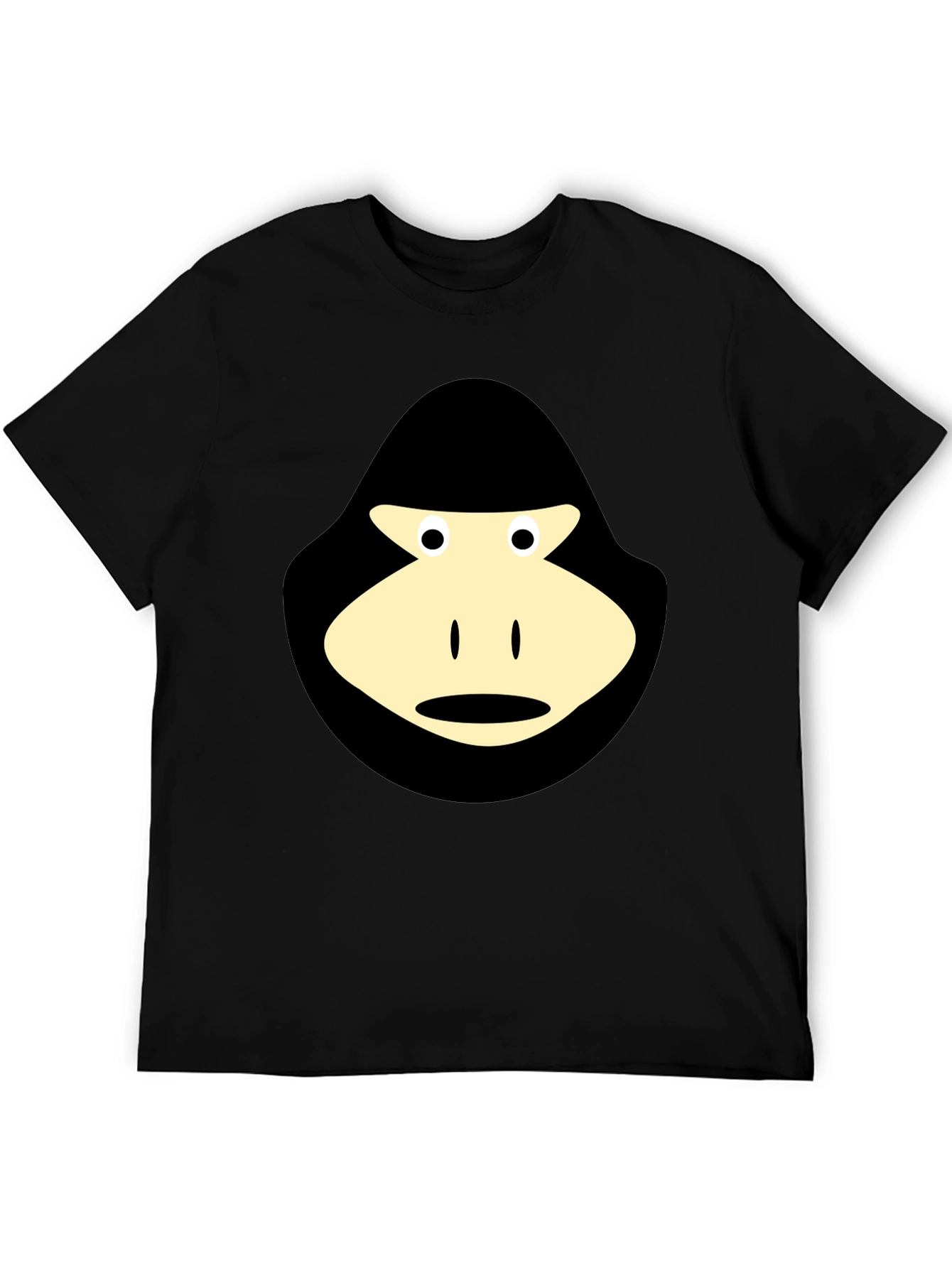 Black T-Shirt with Cartoon Gorilla Graphic
