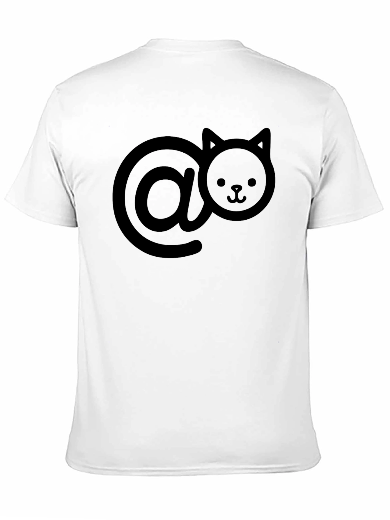 Cute Cat At Symbol Black T-Shirt