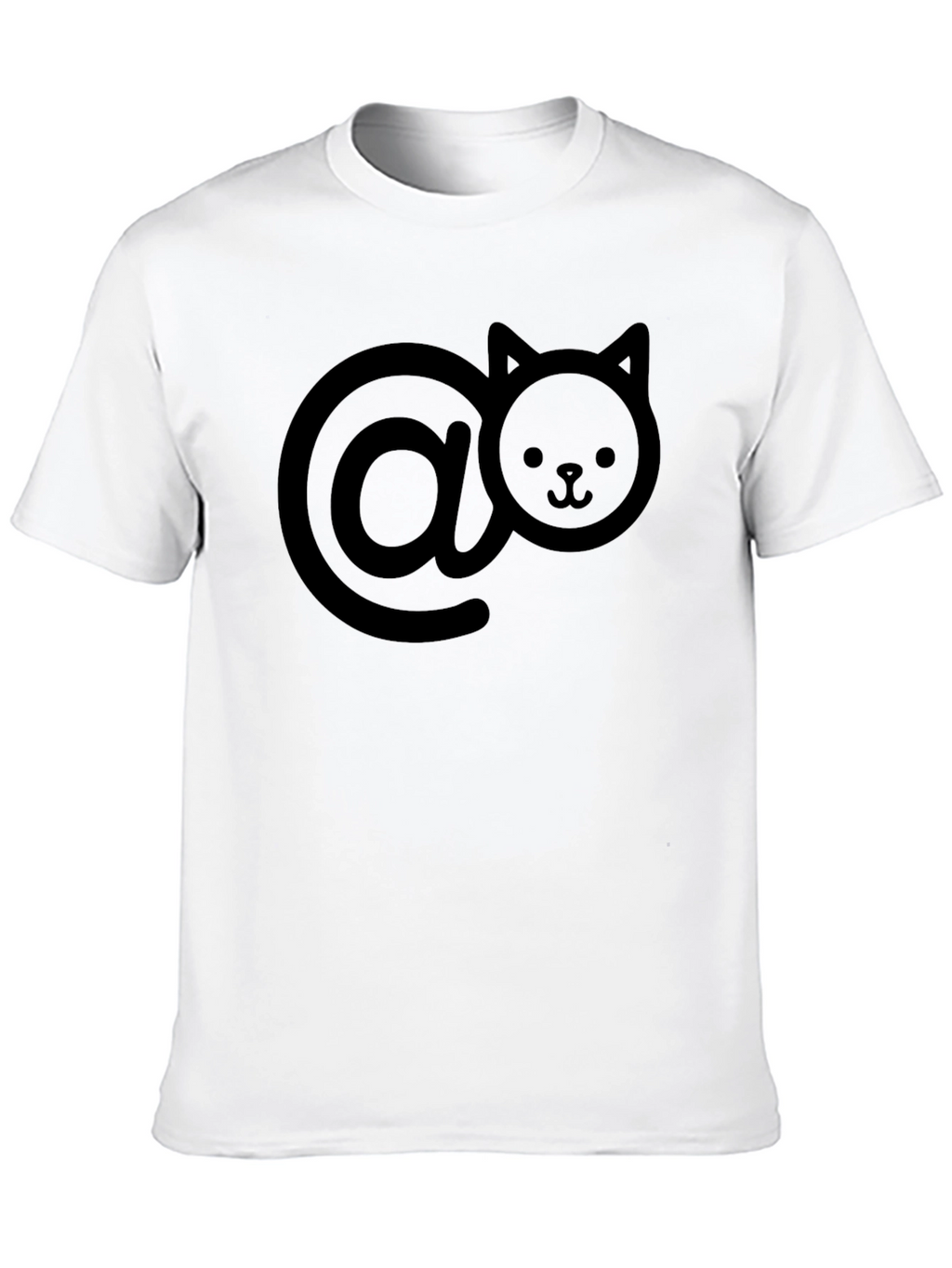 Cute Cat At Symbol Black T-Shirt