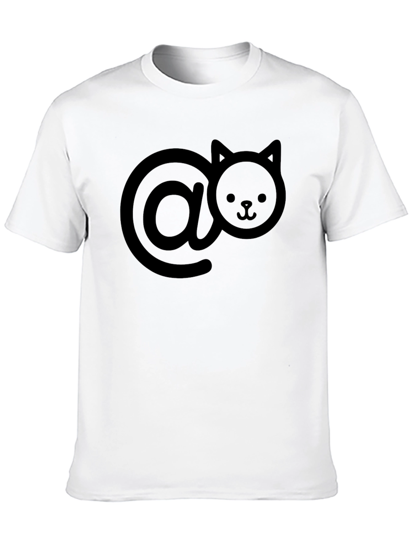 Cute Cat At Symbol Black T-Shirt