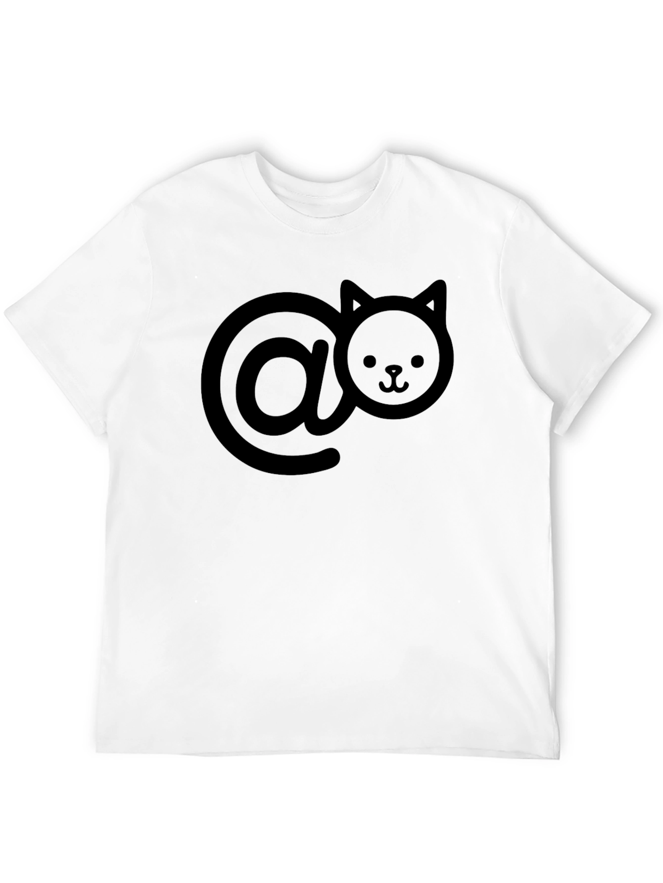 Cute Cat At Symbol Black T-Shirt