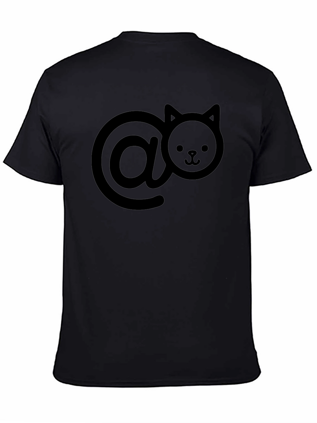 Cute Cat At Symbol Black T-Shirt