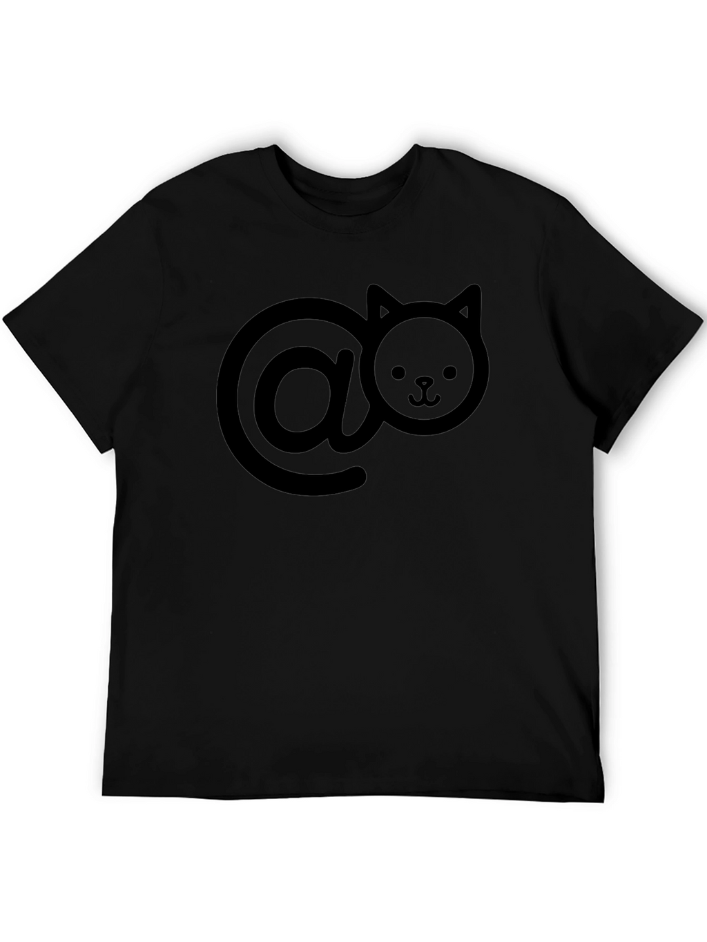 Cute Cat At Symbol Black T-Shirt