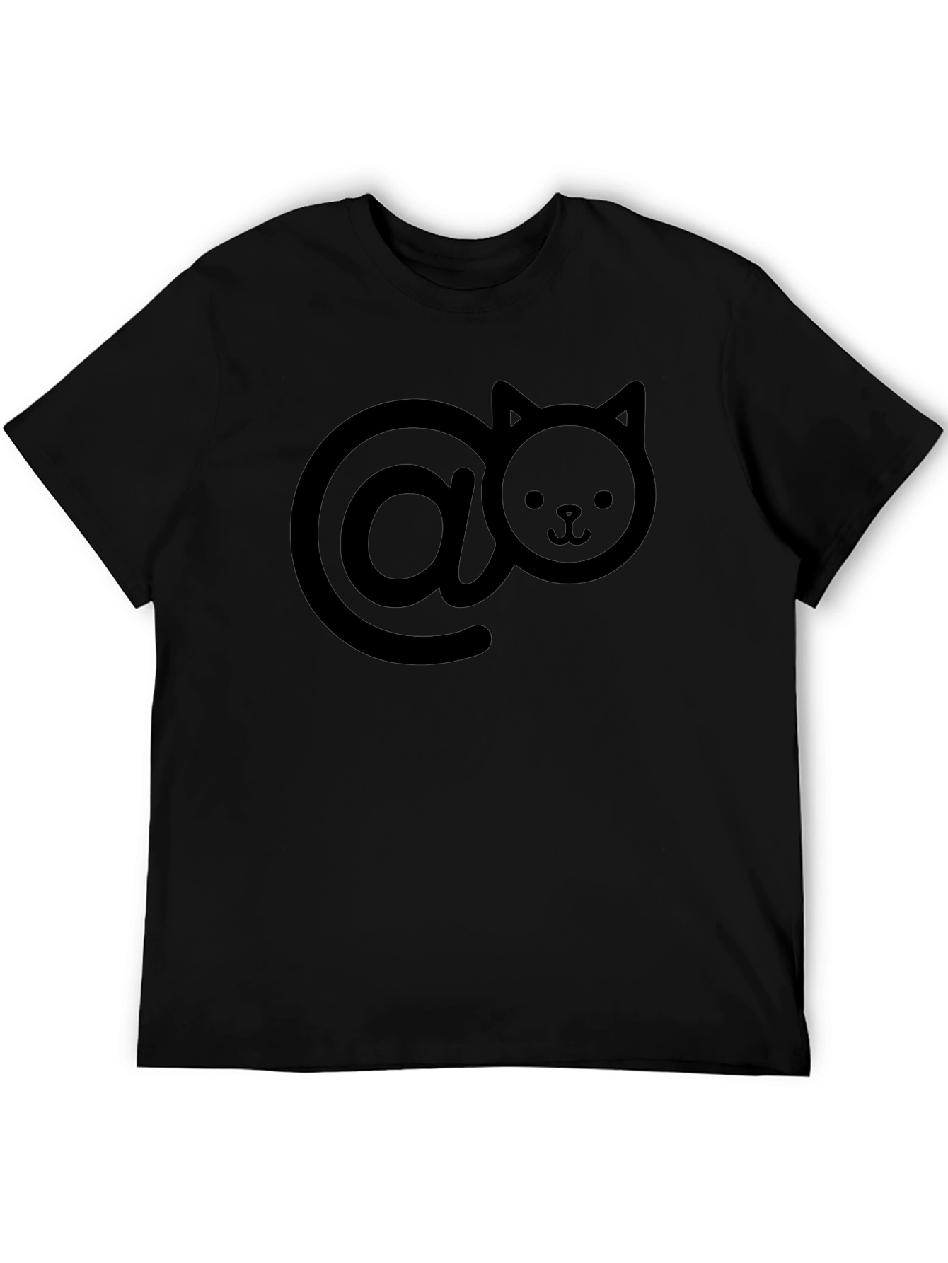 Cute Cat At Symbol Black T-Shirt