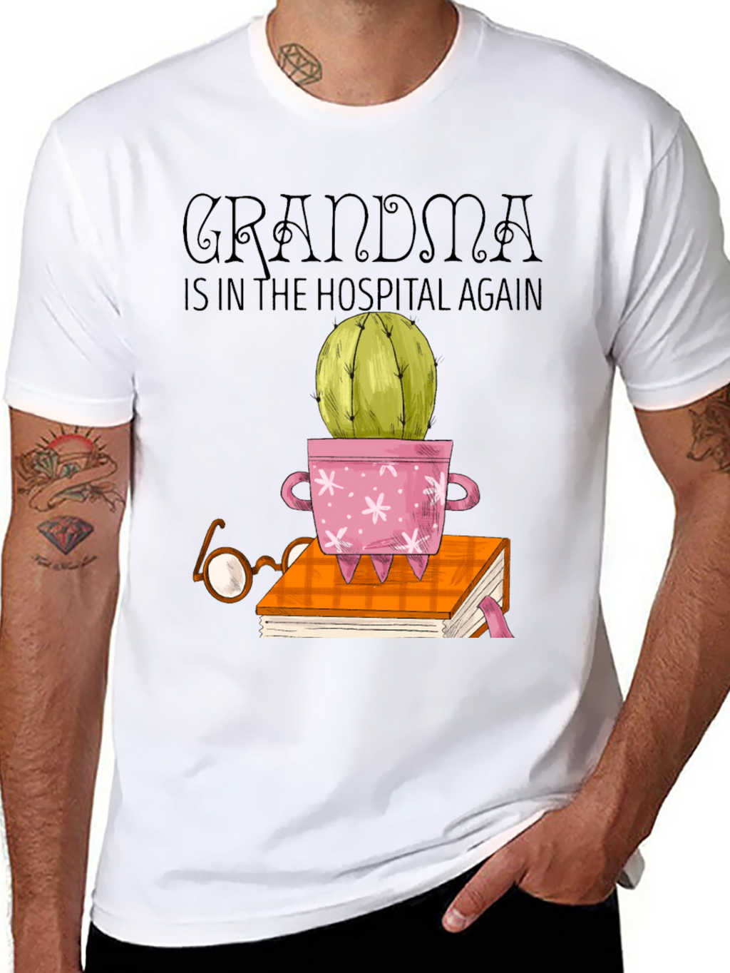 Grandma Hospital Cactus Bookworm T-Shirt