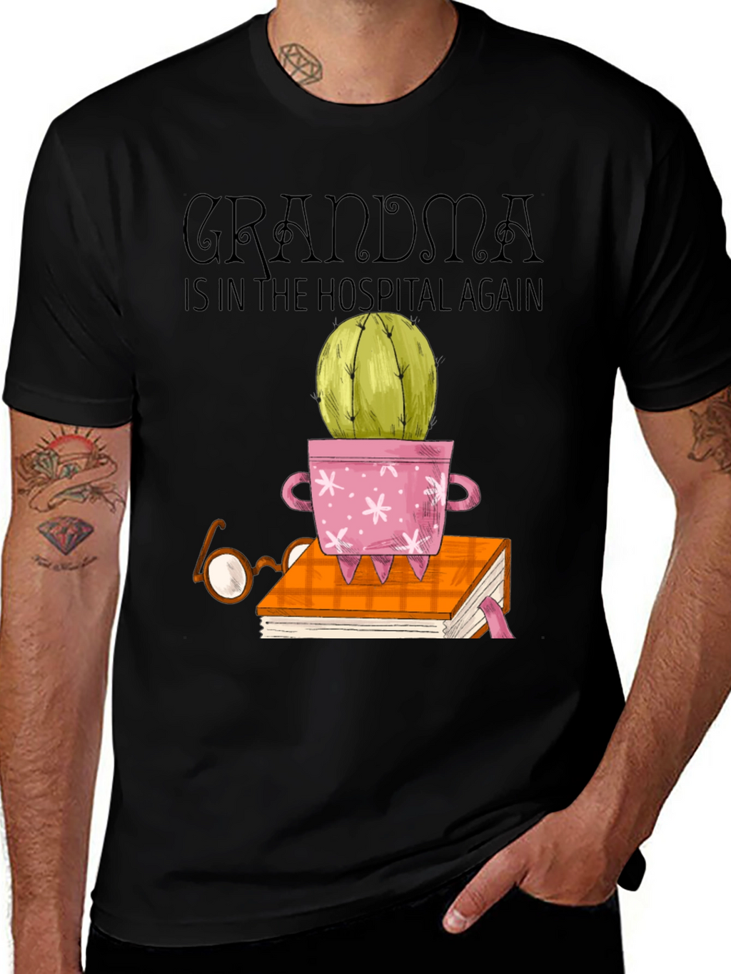Grandma Hospital Cactus Bookworm T-Shirt