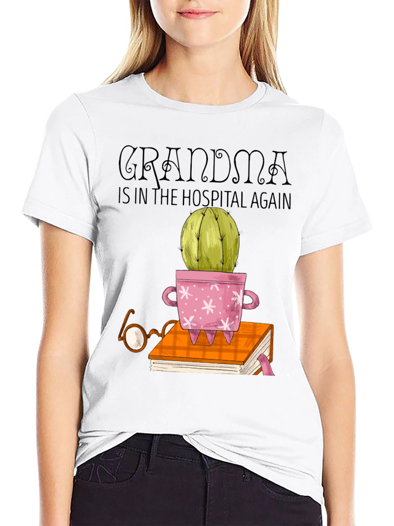 Grandma Hospital Cactus Bookworm T-Shirt