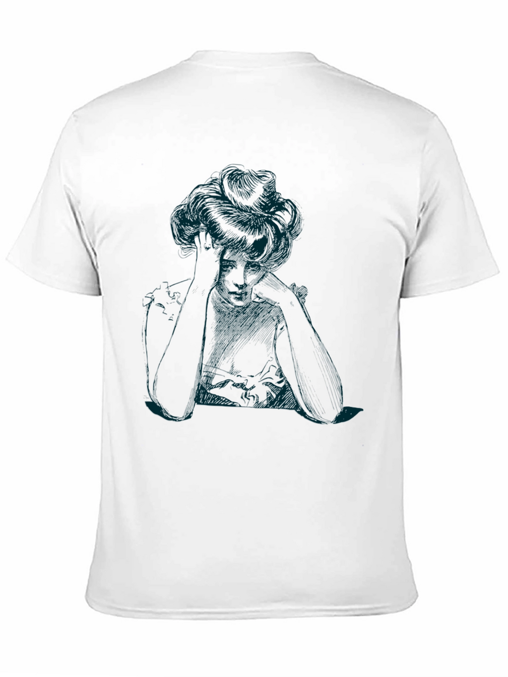 Elegant Woman Sketch Black T-Shirt