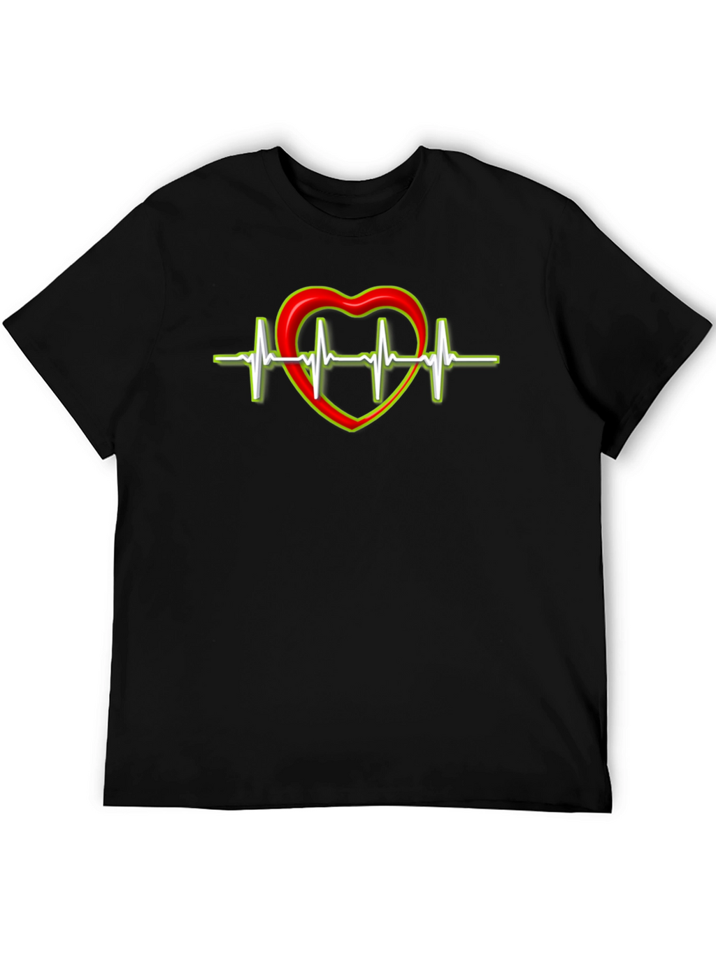 Heartbeat Heart Graphic T-Shirt - Black
