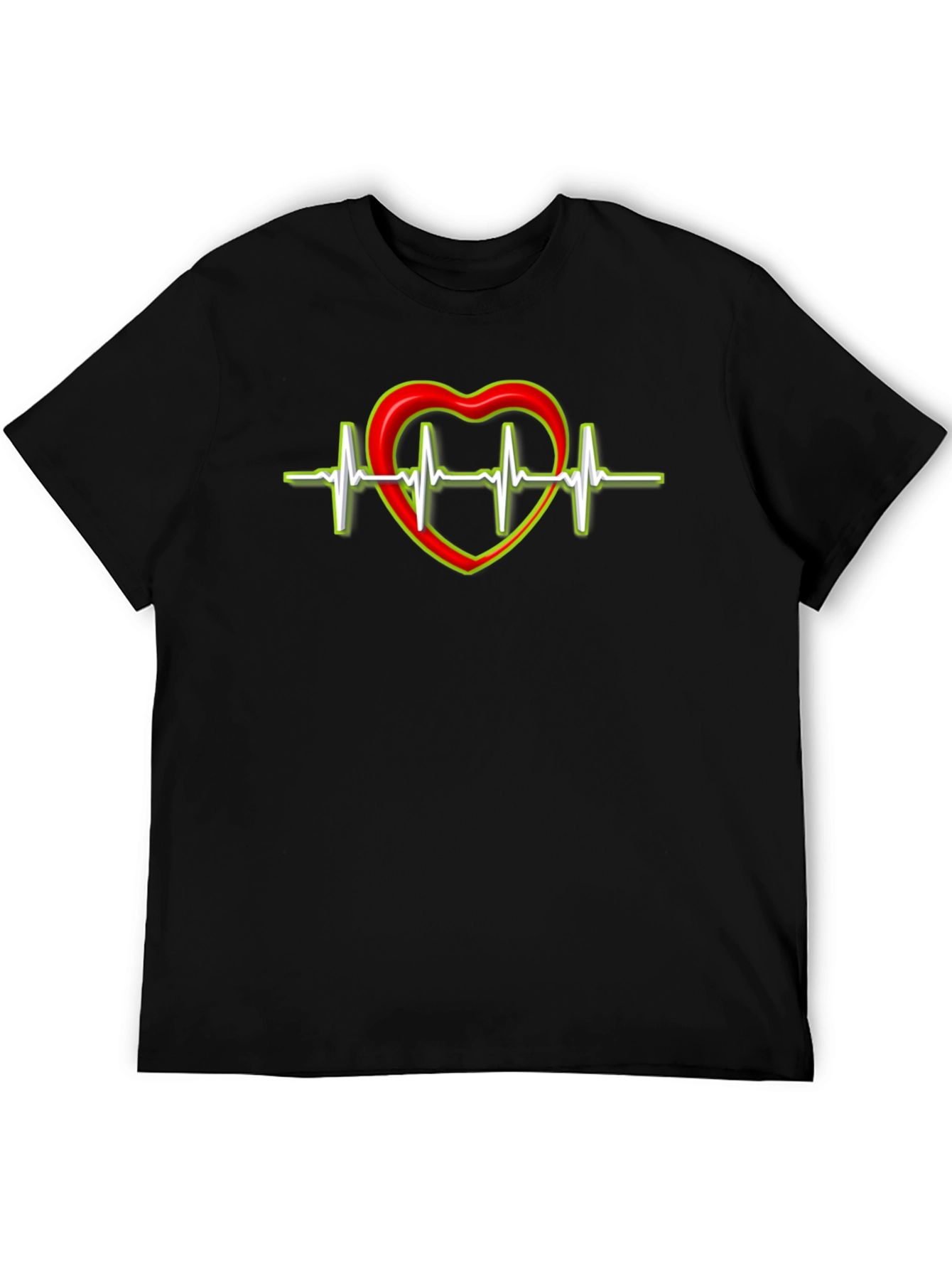 Heartbeat Heart Graphic T-Shirt - Black