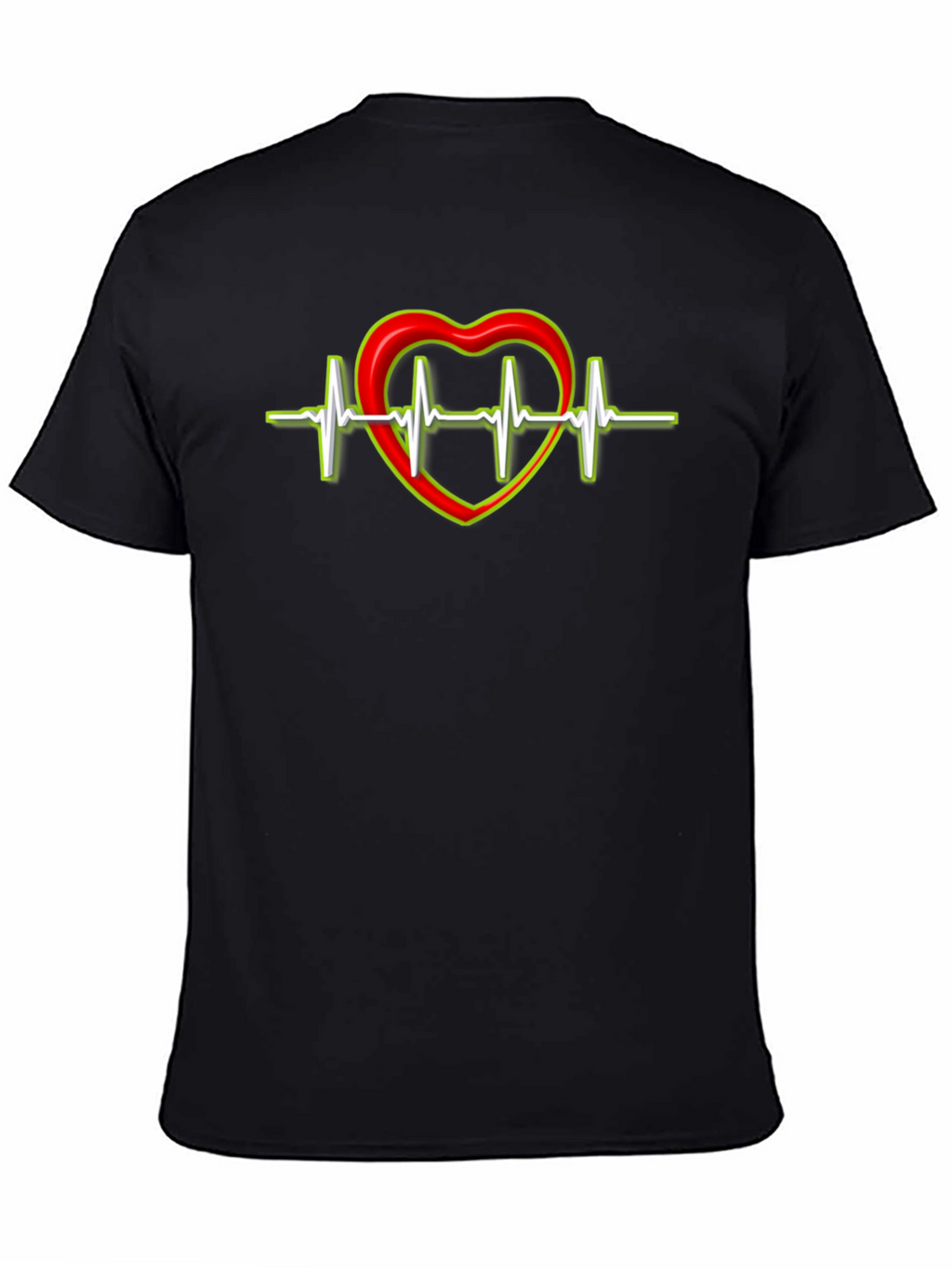 Heartbeat Heart Graphic T-Shirt - Black