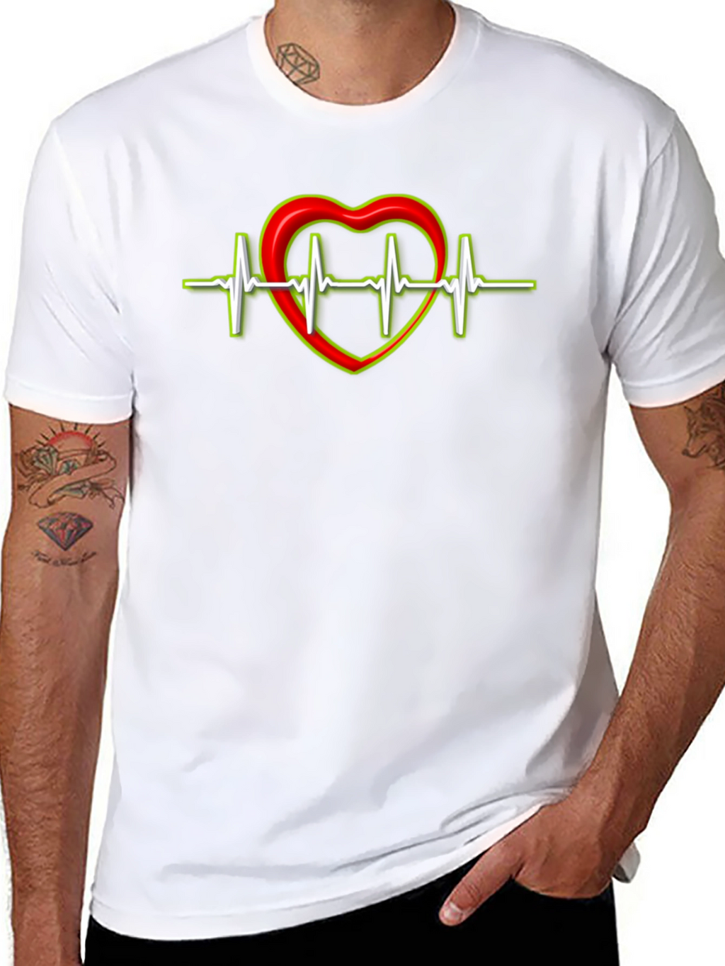 Heartbeat Heart Graphic T-Shirt - Black