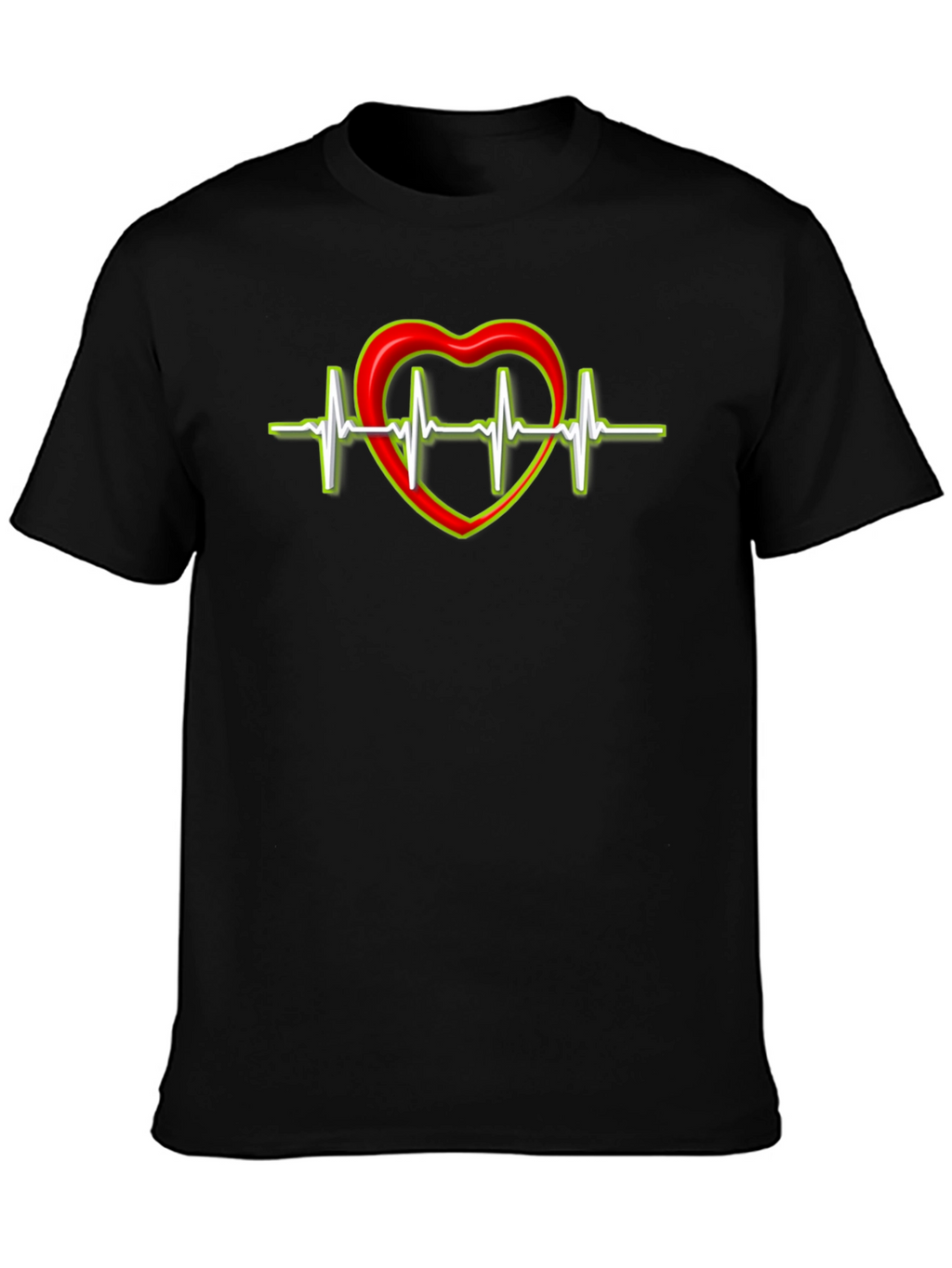 Heartbeat Heart Graphic T-Shirt - Black
