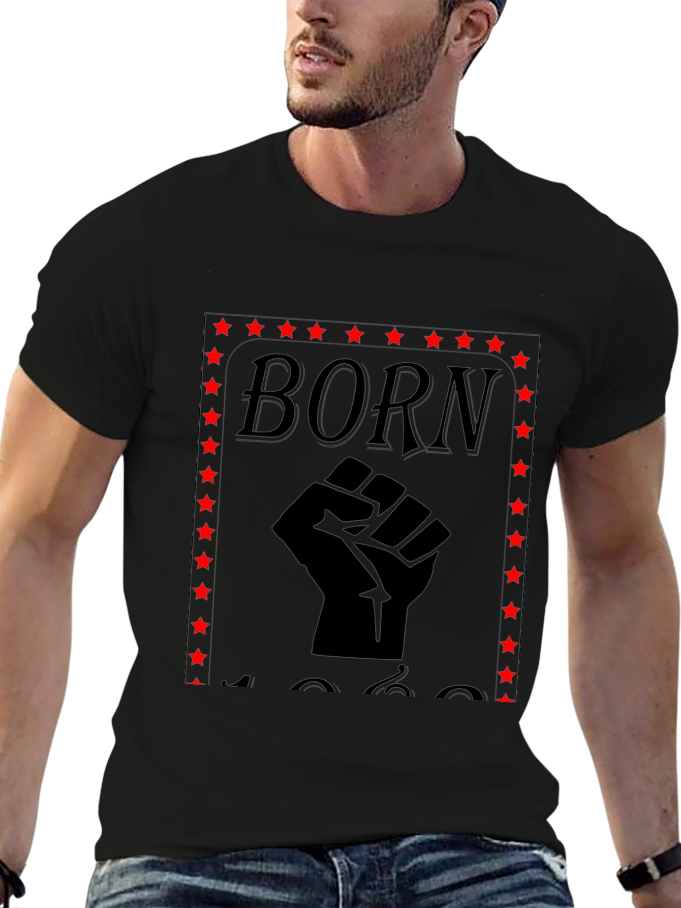 Born Black Fist Star Graphic Tee