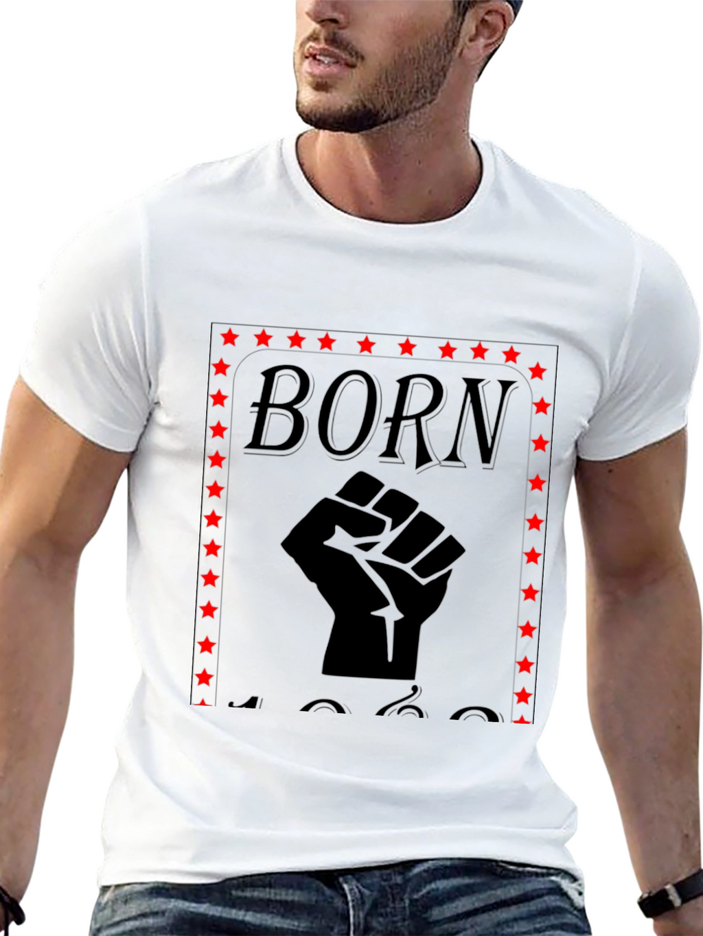 Born Black Fist Star Graphic Tee
